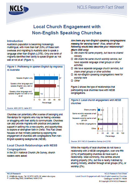 Local Church Engagement with Non-English Speaking Churches