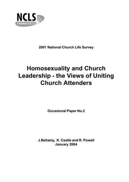 Homosexuality and Church Leadership - the Views of Uniting Church Attenders - Electronic (PDF)