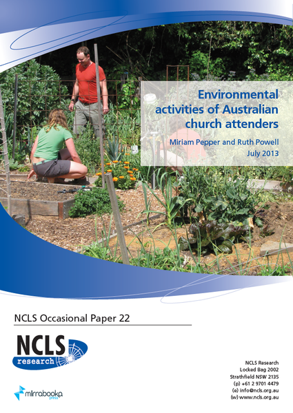 Environmental activities of Australian church attenders - Electronic (PDF)